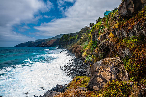 The tropical surf of the La Palma Coast stock photo