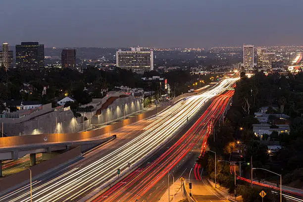 San Diego Freeway running through the west side of Los Angeles, California.