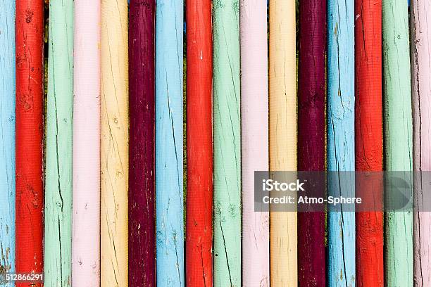Very Bright And Colourful Wooden Fence In Madeira Stock Photo - Download Image Now - Pole, Wood - Material, Paint