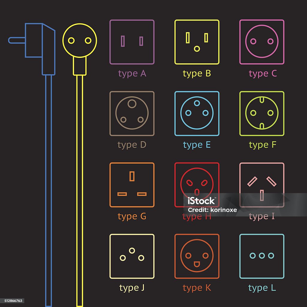 Power Socket Raitng Colorful Power Socket Set Stock Illustration - Download Image Now ...
