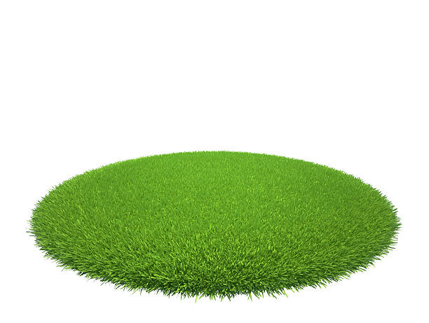 istock Green grass lawn island isolated on white background 512881496