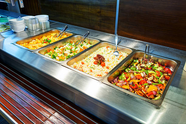 Self service restaurant Self service restaurant with a variety of salads, soups and side dishes food service occupation food and drink industry party buffet stock pictures, royalty-free photos & images