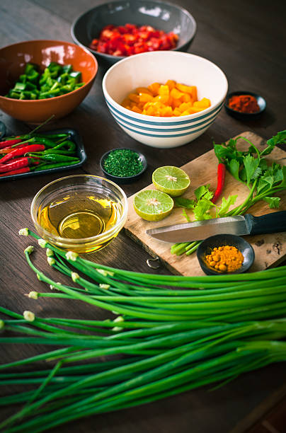 istock Various of spices and vegetable on dark rustic wooden background 512884026