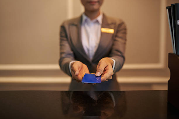 smart card - hotel greeting welcome sign service foto e immagini stock