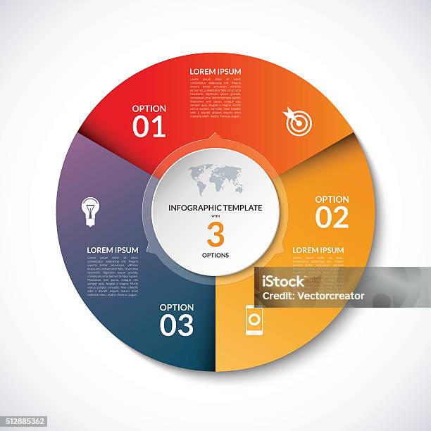 Vector Infographic Circle Template With 3 Steps Parts Options Stock Illustration - Download Image Now