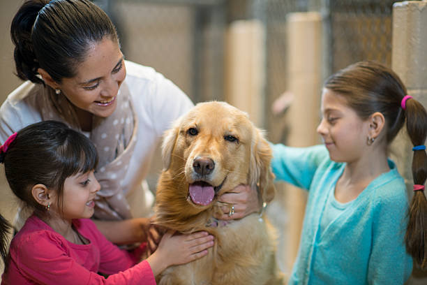 istock Mother and Daughters Petting a Dog 512887120