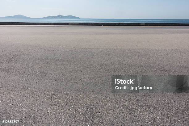 Asphalt Ground Space With Seaside Background Stock Photo - Download Image Now - Asphalt, Textured, Road
