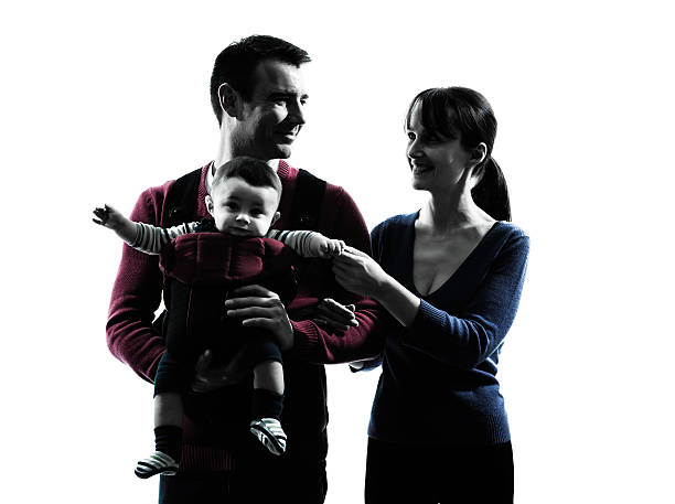 parents with baby portrait silhouette