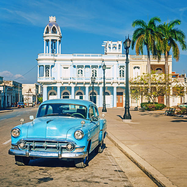 Vintage Car In Cienfuegos Cuba Stock Photo - Download Image Now - Cuba,  Car, Cienfuegos - iStock