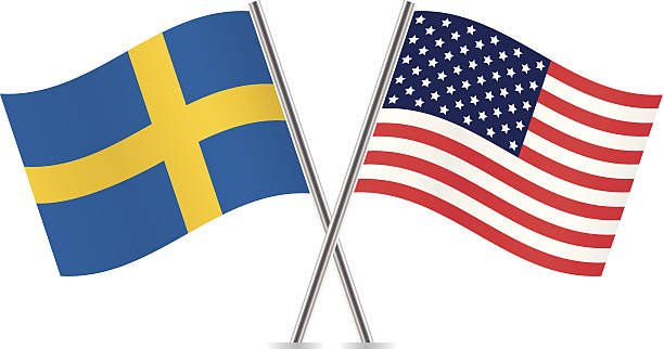 American and Swedish flags. Vector. American and Swedish flags. Vector illustration. swedish flag stock illustrations
