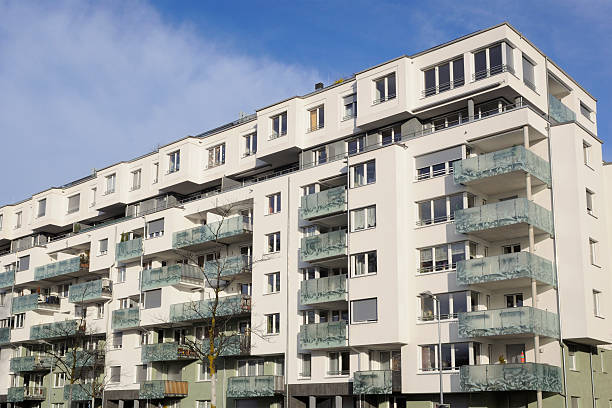 istock Contemorary apartment houses with balconies 512888426