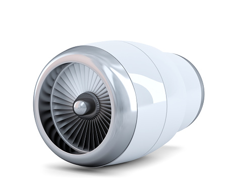 Jet engine. Isolated. Contains clipping path