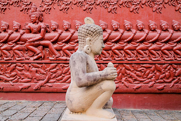 Carvings shot on the side of a Cambodian Temple circa 11th century