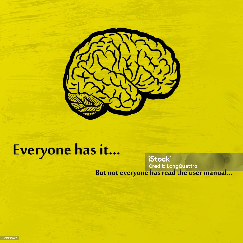 Brain black Human brain on yellow background. eps10 Anatomy stock vector