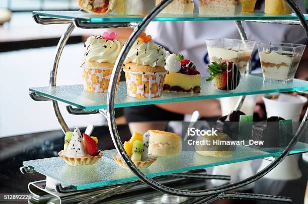 Afternoon Tea Set Of Pastries Collection Stock Photo - Download Image Now - Afternoon Tea, Cakestand, Luxury