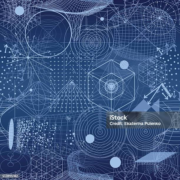 神聖な幾何学のシンボル要素の壁紙継ぎ目のないパターン - 科学のベクターアート素材や画像を多数ご用意 - 科学, 数学記号, 数学