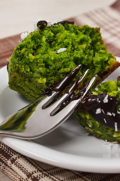 istock Fresh muffins with spinach, desiccated coconut and chocolate glaze 512895672