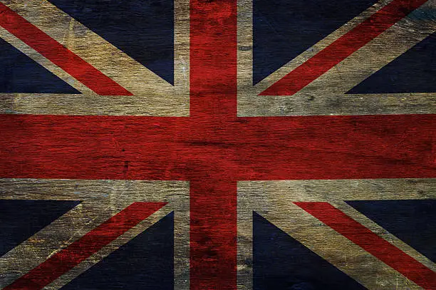 Great britain flag  on old wood background