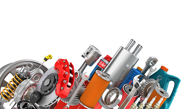 istock Border of auto parts isolated on white. 512902522