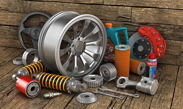 istock Set of auto parts on the old 512902614