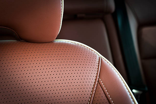 istock Leather car seats  detail with focus on stitch 512904688