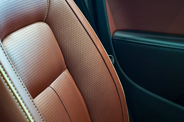 istock Leather car seats  detail with focus on stitch 512904788