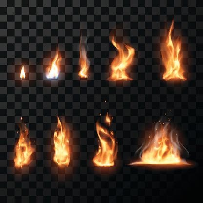 Realistic fire flames set in vector