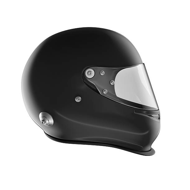 istock Black Winter Motor Helmet on White Background Side View 512906950