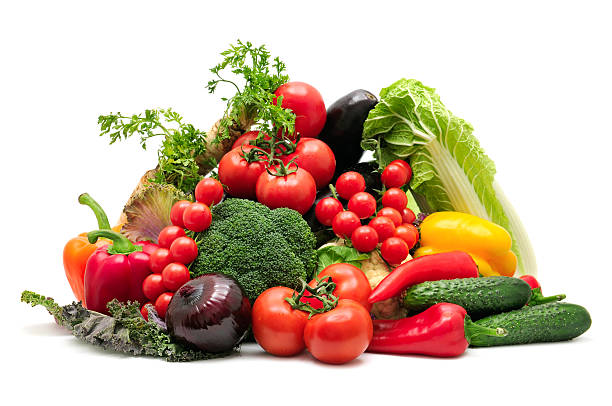 collezione di verdure - vegies vegetable healthy eating isolated foto e immagini stock