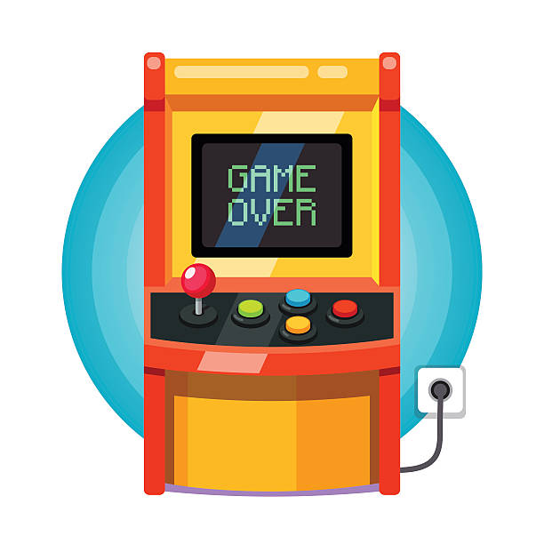 illustrazioni stock, clip art, cartoni animati e icone di tendenza di galleria retrò macchina collegato - amusement arcade arcade video game sport