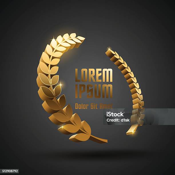 Gold Award Laurel Wreath Stock Illustration - Download Image Now - Three Dimensional, Gold - Metal, Gold Colored