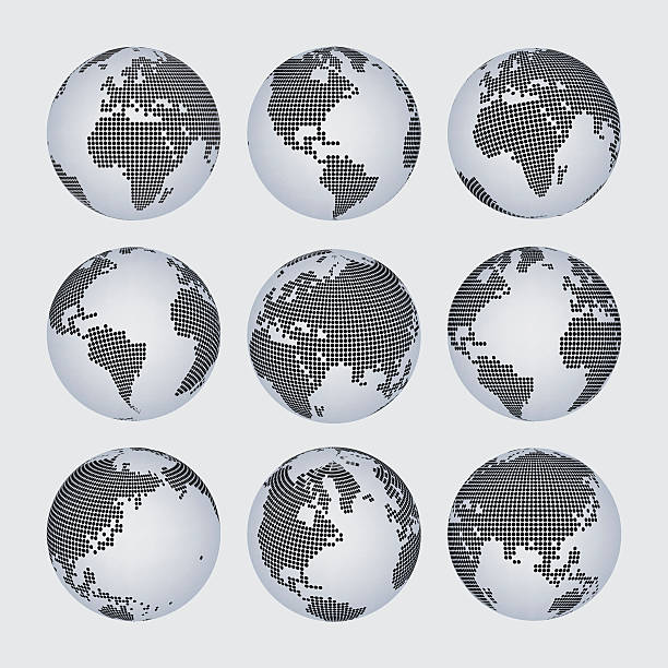 World map halftone dot vector set vector art illustration