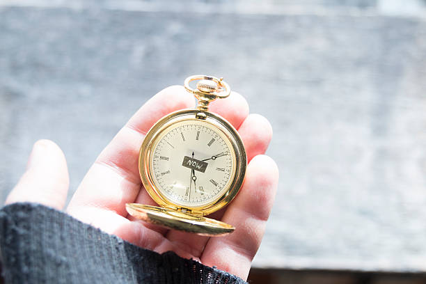 istock Now, Time concept. Text and pocket watch. 512910652