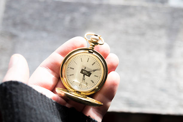 istock Now, Time concept. Text and pocket watch. 512910836