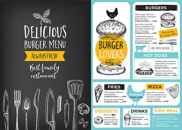 szablon menu restauracji, kawiarni,. - barbecue grill barbecue cooking hot dog stock illustrations