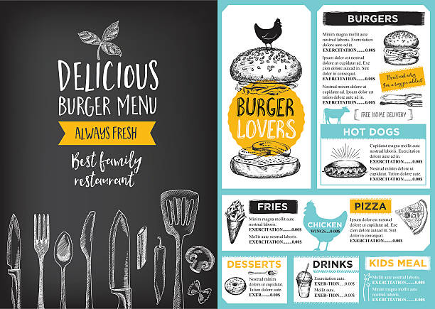 ilustrações de stock, clip art, desenhos animados e ícones de o restaurante café menu, modelo de design. - sign diner restaurant food