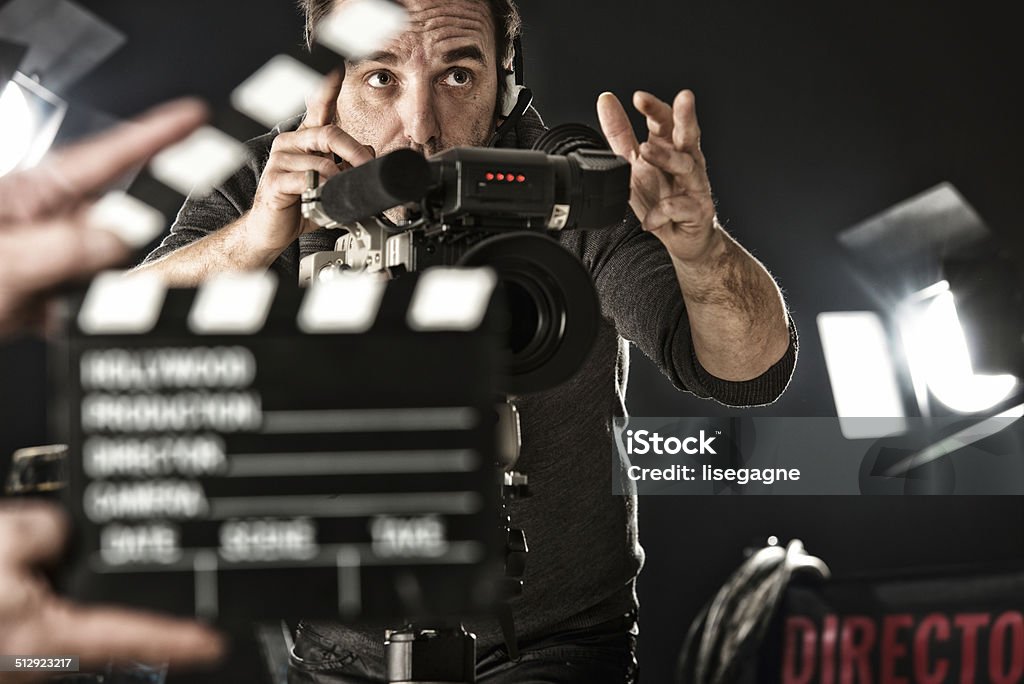 Cameraman on set Movie Stock Photo