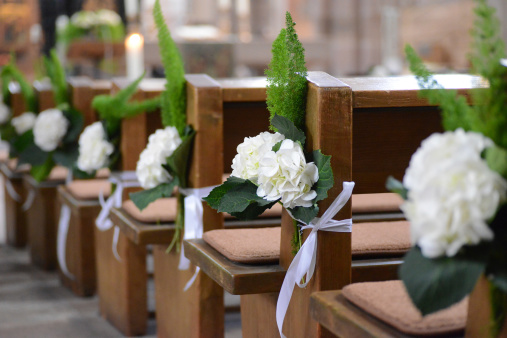 white flowers as wedding ornament