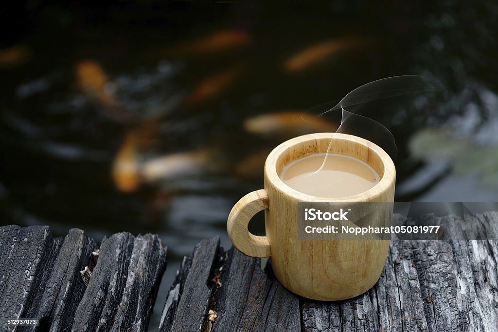 morning coffee with wood cup. Arabia Stock Photo