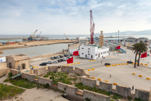Tangier, Morocco - March 22, 2014: New passenger terminals under construction in Port of Tangier, Africa