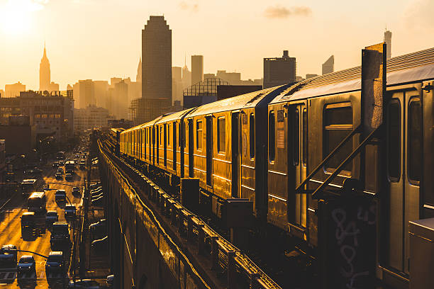 istock Subway Train in New York at Sunset 512938731