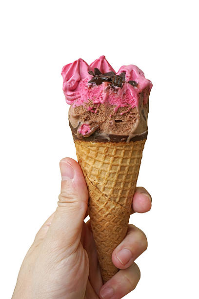 istock Strawberry ice cream with chocolate in a cone 512940597