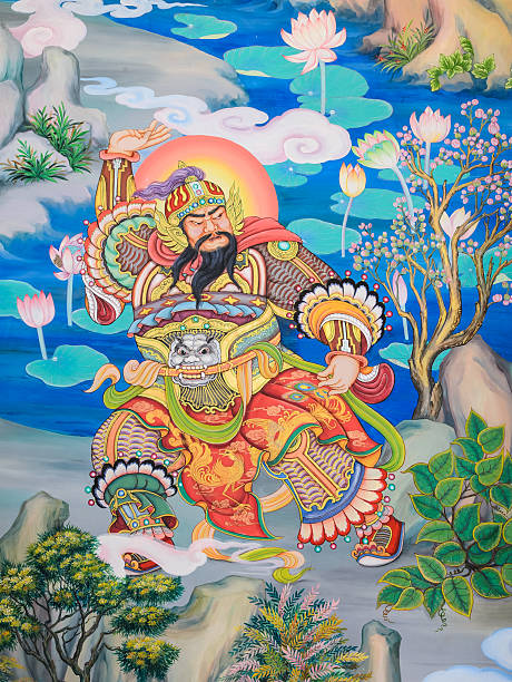 arte cinese dipinto murale - chinese god foto e immagini stock