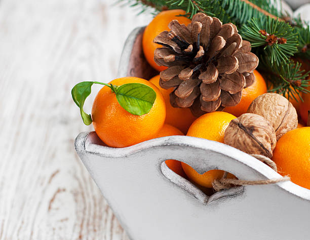 Christmas still life with tangerines
