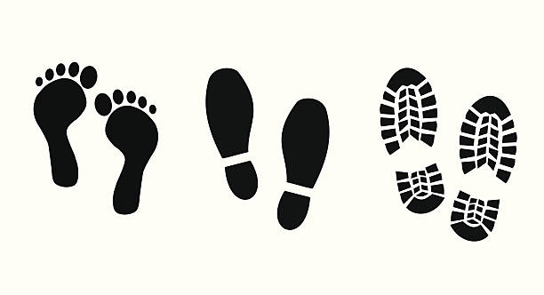 靴と素足の印刷設定 - boot prints点のイラスト素材／クリップアート素材／マンガ素材／アイコン素材