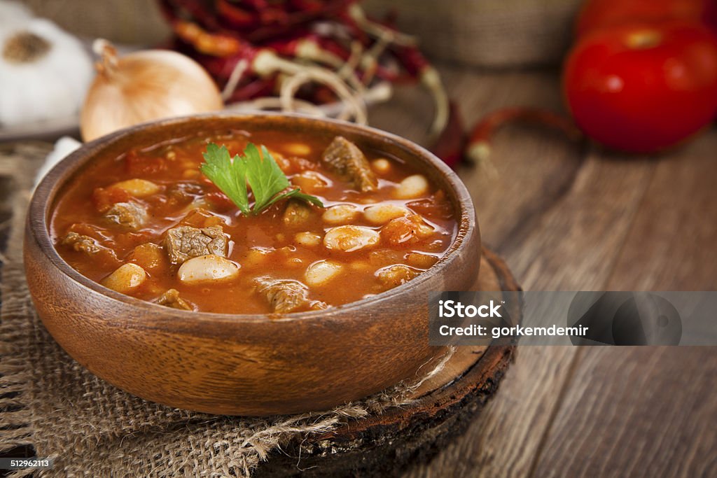 Hot turkish bean stew with a tasty tomato sauce. Appetizer Stock Photo
