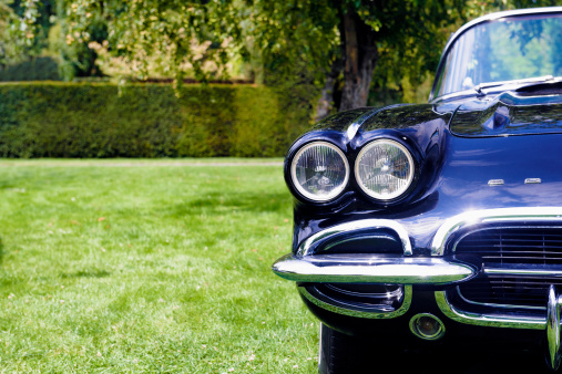 Jüchen, Germany - August 1, 2014: 1950s Chevrolet Corvette C1 classic sports car on display during the 2014 Classic Days event at Schloss Dyck.