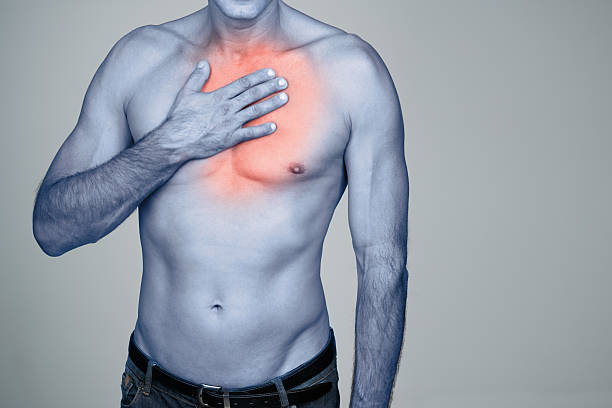 느낌 이 통증, 통증 - pacemaker torso chest male 뉴스 사진 이미지