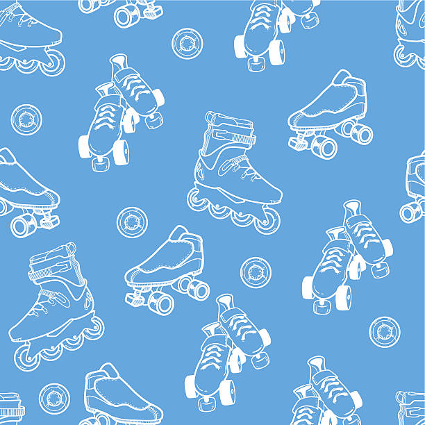 roller skate seamless pattern vector art illustration