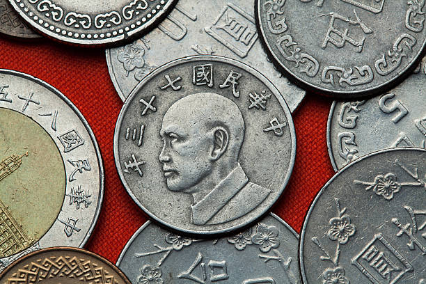 Coins of Taiwan. Taiwan president Chiang Kai-shek Coins of Taiwan. Taiwan president Chiang Kai-shek depicted in the Taiwan five dollars coin. twd stock pictures, royalty-free photos & images